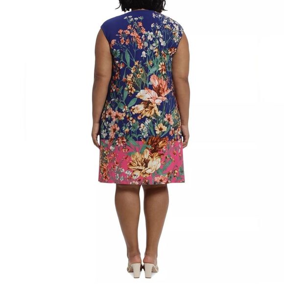 London Times Plus Size Split Neck Shift Dress Size:1X NWT - Picture 2 of 9